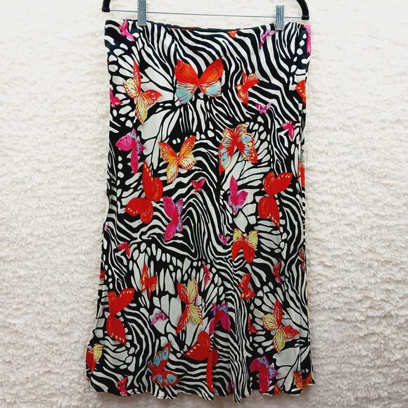 Skirt Midi Ceduxion Zebra Butterfly Orange Pink Midi Boho Y2K Whimsycore Size L - Picture 5 of 12